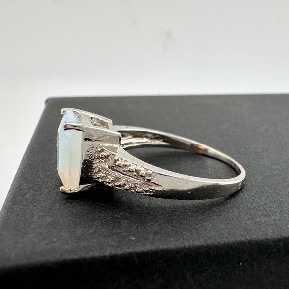 Beautiful Natural Opal Ring with Small Diamond Accent - Size 7.25 - Picture 2 of 16